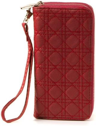 Glamorized purse xxl wallet double-breasted faux leather 6 colors, Colour:Ruby