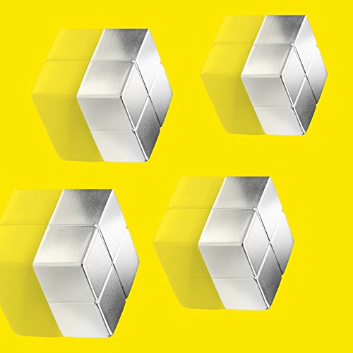 Sigel GL705 SuperDym-Magnete silber, massives Alu, 4er-Set, für Glas-Magnettafeln, 2x2x1 cm - weitere Größen/Farben