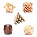 Produktbild Monsterzeug Denkaufgabe IQ-Genie 5er Set, Holz Knobelspiele, kniffliges 3D Puzzle, Fußball Fass Atomium Stern Knoten, Rätsel Lösen, Geduldspiel, Geschicklichkeitsspiel, Logikspiel