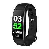 TPulling Mode Intelligente F64HR Smartwatch Armbanduhr Wasserdicht IP68 Sport Bluetooth Herzfrequenz Aktivität Schrittzähler Blutdruck Übung Farbbildschirm Smart Armband (Schwarz)