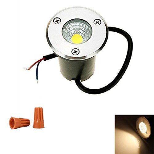 Onerbuy 12V LED COB Underground Path Light Low Voltage Paesaggio Faretti a incasso Faretto decorativo da esterno per giardino, giardino, vialetto, coperta, patio, IP67 Impermeabile (Bianco caldo, 3W)