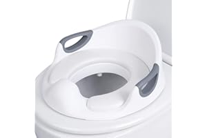 DEAUTIE Asiento Reductor Acolchado con Asas, Reductor Wc Niños con Asas Antideslizantes, Reductor de Wc para Bebé, para Niños de Entre 1 y 7 Años (Blanco)