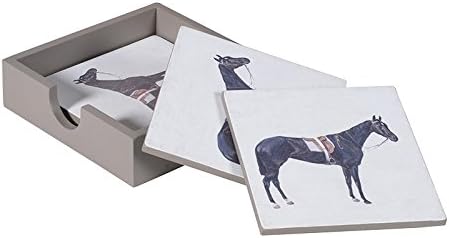 Race horse Coaster Set of 4 in handy box, a great gift for any equestrian friend. 12 x 12cm