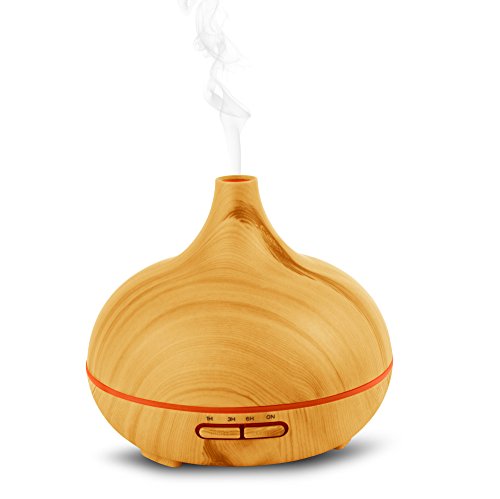 Aroma Diffuser mit 300 ml – Luftbefeuchter und Ultraschallvernebeler – Raumduft verbesserung für Wohnung, Büro, Yoga etc. Die Duftlampe für Aromatherapie und Luftbefeuchtung – My1St™ (300ml, Helles Holzdekor – UNI) - 5