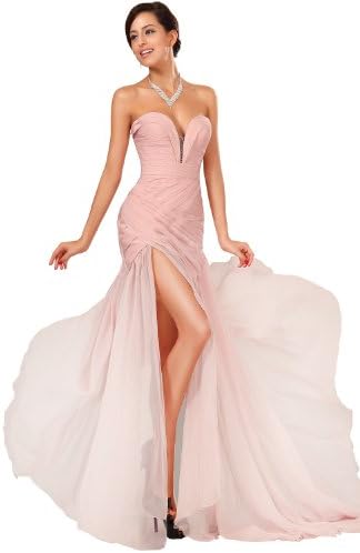 eDressit Pink Strapless High Split Evening Dress Prom Ball Gown (00120501)