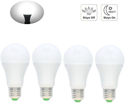 4 Pack Sensor Lights Bulb Dusk to Dawn LED Light Bulbs Smart Lighting Lamp 7W E27 Socket 6000k Automatic On &amp; Off for Outdoor Yard, Porch, Patio, Garage, Garden Security Lighting (Cold White)