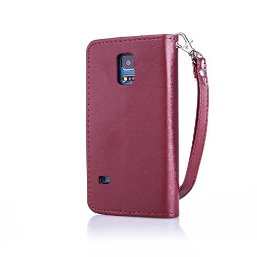 Galaxy S5 Mini Hülle Ledertasche [mit Frei Hartglas Displayschutzfolie], KKEIKO® Schutzhülle PU Leder Tasche Hülle Case für Samsung Galaxy S5 Mini, Wickelfalz Handyhülle mit Bändselloch Standfunktion Karteneinschub und Magnetverschluss, Kratzfeste Lederhülle Flip Wallet (Schmetterling #5) - 3