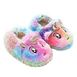 Uniyoung Pantuflas de unicornio arcoíris