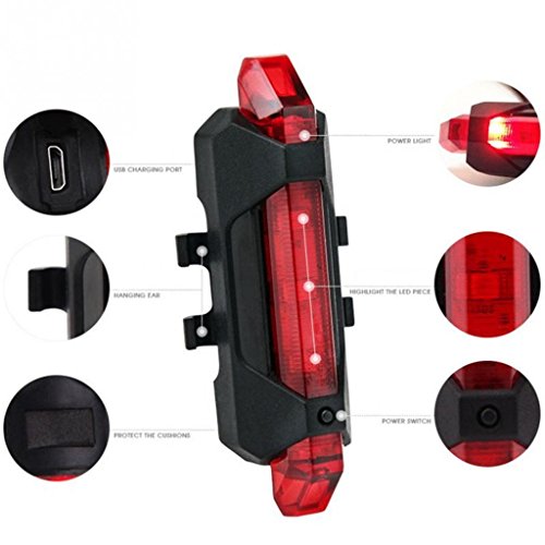 Sunmoch T6 LED 800 Lumen Fahrradlampe Set mit USB Fahrrad Rücklicht,Schwarz - 7