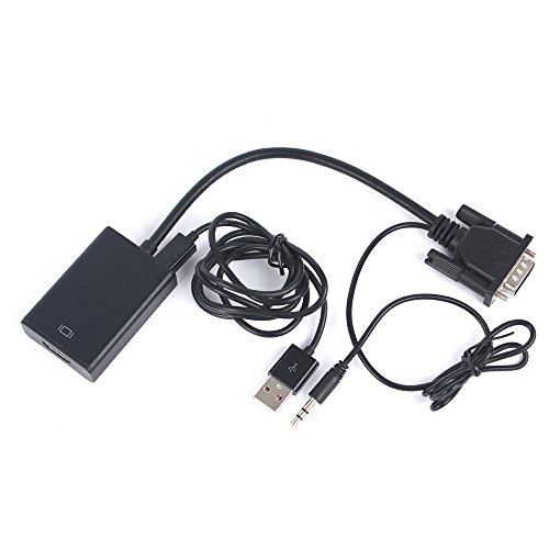 Hunye 2in1 Zubehör Set: 1 x Konverter VGA Video Stecker auf HDMI Buchse 1080P Adapter Kabel für TV HDTV AV Video PC Notebook Computer und Projektor + 1 x USB auf Micro USB Kabel, Ton- und Bild-Übertragung