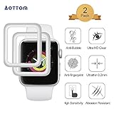 [2 Stück]Aottom Kompatibel Apple Watch 38mm Schutzfolie 3D Panzerglas Folie mit Silber Kanten Apple Watch Series 3 Full Screen Protector 9H HD Displayschutz Smartwatch Apple Watch Panzerglasfolie
