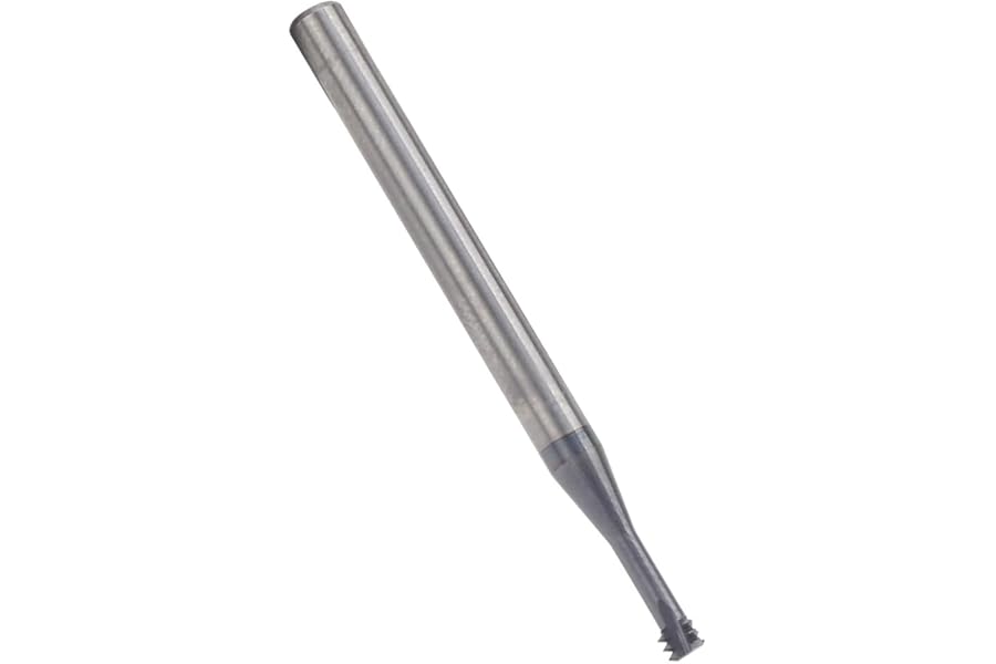 Eeuye Thread Milling Cutter 3 Tooth Metric 60° Steel CNC M4x0.7xD4x50 Cutting Tools, Helical Flute Thread Mills