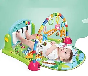 SHOPELLO Baby Kick & Play Musical Piano Keyboard Gym Mat with Music, Lights, and Sounds, Multicolour, 0-6 Month,6-12 Month,1 2 3 Years Age Boys and Girls