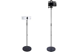 VISULAPEX Support Vidéoprojecteur, Trépied de Projecteur Ajustable en Hauteur 80-162cm, Pivot à 360°, Charge de 5kg, Support de Sol pour Retroprojecteur Portable Pliable pour Projecteur Caméras