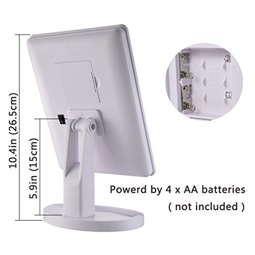 Familiar LED Kosmetikspiegel Familiar Schminkspiegel Touchscreen 16 LED beleuchtete Make-up-Spiegel mit batterie abnehmbare 10x Vergrößerungsspiegel 180 frei drehbare bewegliche perfekt für Make-up, Peeling, Badezimmer, Ankleideraum, Facewashing, Tweezing(Weiß) - 4