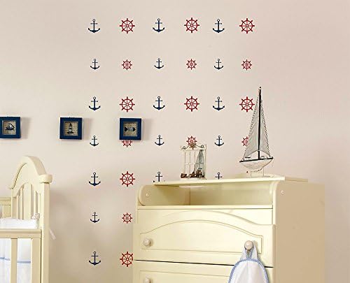 Decoramo Marine Trama Wall Stickers Decorative Wall, PVC, Blue/Red, 60 x 0.1 x 65 cm