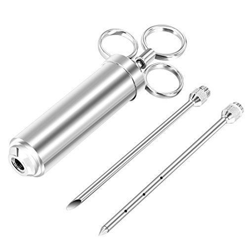 Edelstahl Bratenspritze Set - SODIAL(R)Bratenspritze Marinier spritze 60 ml mit 2 Nadeln fuer Rind, Huhn, Gebaeck mit Marmelade zu marinieren