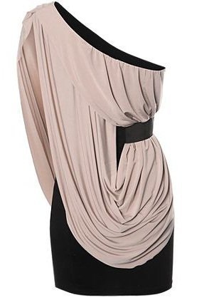 One Shoulder Side Drape Dress in Sand/Mocha Colour.S/M