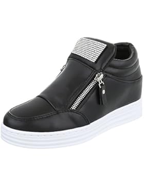 Low-Top Sneaker Damenschuhe Low-Top Keilabsatz/ Wedge Sneakers Reißverschluss Ital-Design Freizeitschuhe