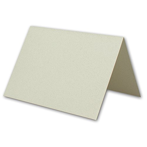 geprägtes Stuktur Faltkarten-Set mit Umschlägen | 50er-Set | Blanko Einladungskarten mit echter Filzmarkierung | Naturweiß mit Melierfasern | cremefarbene Umschläge | bedruckbare Post-Karten in DIN B6 | Faltkarten / Klappkarten | inklusive Geschenkbox! | ideal zum Selbstgestalten & Kreieren - 2
