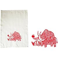 Vegan Mammut, Bio Geschirrtuch. Mit Handsiebdruck.