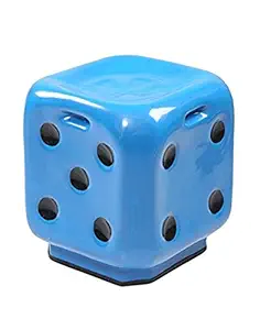 RAMAN FIBER GLASS Microfiber Dice Sitting Stool with Anti-Skid Rubber (Blue)