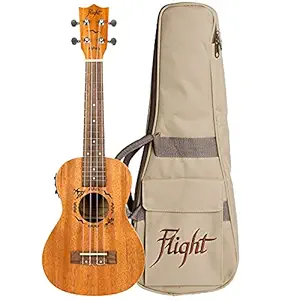 Flight Designer Series DUC523 CEQ Mahogany 4 Strings Concert Ukulele, with Gig Bag, (Natural)