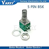  5 unids RV097NS 5 K solo potenciómetro vinculado B5K con un interruptor de audio 5 pines eje 15 mm amplificador de potencia potenciómetro de sellado