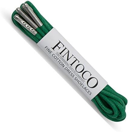 Green Round Waxed Dress Shoelaces with Silver Tips - 34" (86cm)