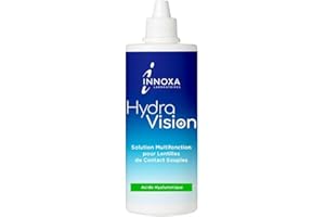 INNOXA Laboratoires - Solution pour Lentilles de Contact Souples - Acide Hyaluronique - Nettoyant, Désinfectant, Humidifiant - Yeux sensibles - Étui à Lentilles inclus - 360 ml