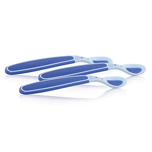 Nûby 5235 Breilöffel Soft Sensitive, wärmeempfindlich mit weichem Rand, 3 Stück, Farbe nicht frei wählbar - 5