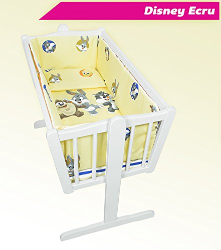 BABY CRIB BEDDING SET 90 X 40 DUVET PILLOW OPTIONAL BUMPER ALL AROUND 100% COTTON CRADLE BASSINET (2 Pieces set, Disney Ecru)