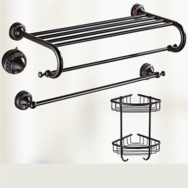 HSheng® Bathroom Accessory Set / Oil Rubbed Bronze Towel Bar Antique Brass Wall Mounted 625 x 90x125mm (24.6 x 3.54 x 4.92) Brass / Ceramic / Crystal Antique