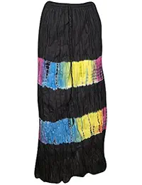 Indiatrendzs Women's Fashion Long Skirt Tie Dye Elastic Rayon Maxi Skirts