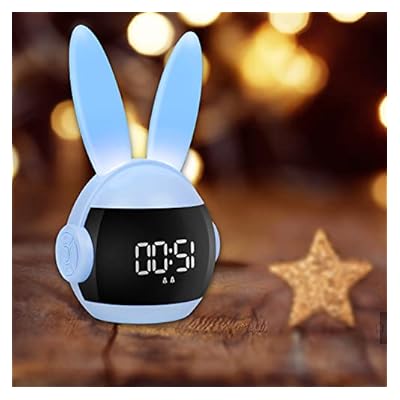 Vicloon Kids Alarm Clock, Night Light Kids Lamp Cute Rabbit Wake Up Kids Alarm Clock Bedside Lamp Snooze Function, Nightlight For Babies Baby Girl Newborn Kawaii Bedroom Decor Cute Room Decor (blue)