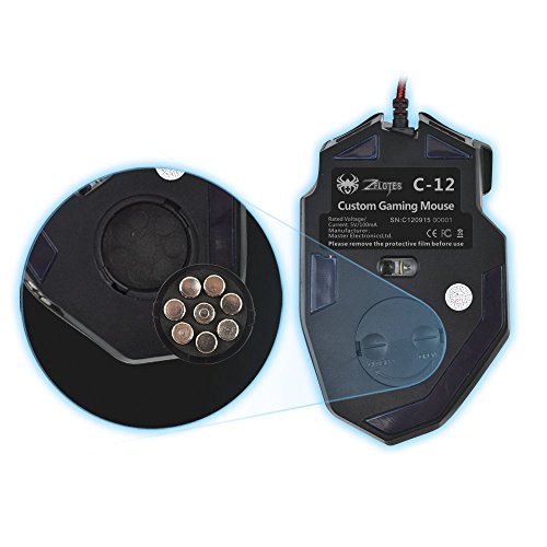 ECHTPower Programmierbare Gaming Maus für Pro Gamer, 12 Tasten, 4000dpi, Marko Funktion, Feuer Tasten, DPI einstellbar, USB Wired Kabel Gaming Mäuse LED beleuchtete Funkmaus Mouse, optisch, ergonomisch - 5