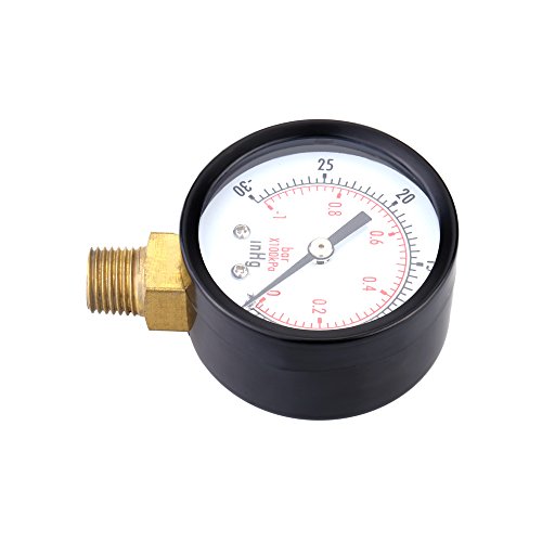 KKmoon 0 ~-30inHg 0 ~-1bar 50mm 1/4″ BSPT Mini Dial Manometer Meter Vakuum Manometer Doppel Skala - 4