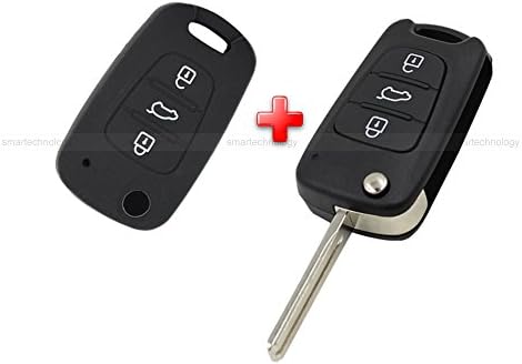 1neiSmartech Shell And Blade + Shell Cover Silicone Black For Car Key Remote Key 3Â Three Buttons Hyundai I10Â I20Â I30Â Ix20Â Ix35Â Elantra