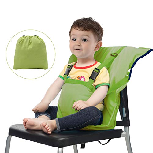 Vine Desmontable y Ajustable Asiento Portatil Trona de Viaje para Bebé, Verde