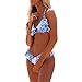 Produktbild Setsail Damen Bikini Set Mit Cups Bikinis Blumen Push Up Bikini Badeanzug mit 3D Falten-Faltenrüschen Bademode Badeanzug Bade Beachwear Bathing Swimsuits (Blau, L)