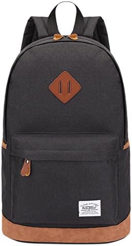 BLJRGS Men's Canvas Backpack Large Capacity Casual Rucksack School Travel Bag Laptop Backpack - Black