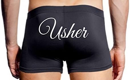 Mens Wedding day Boxer shorts, Black, Usher (M)