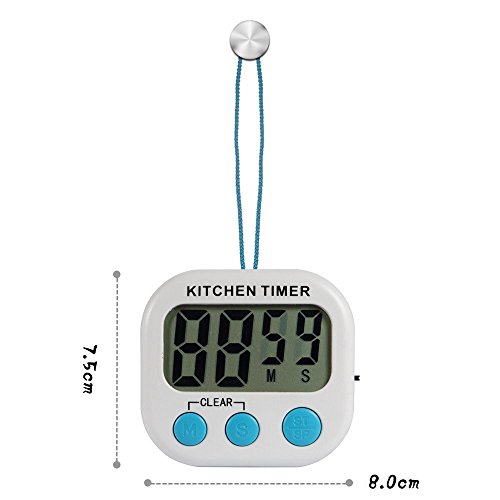 Giancomics® Küchentimer mit AAA Batterie, Groß LCD Display und Magnet Erinnerung Alarm Stoppuhr für Kochen, Backen, Spiele, Sport, Yoga und Büro (Blau-Lautstärkeeinstellung) - 4
