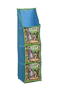 SRAJANAA Plastic Multipurpose Wall Hanging Three Cabinet Almirah and Wardrobe for Cloth, Shoes, Toys Storage , Kids (Blue)