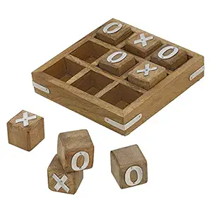 ShalinIndia Wooden Noughts and Crosses Tic Tac Toe Pedagogical Board Games for Kids 7 and Up 4.5 X 4.5 Inches