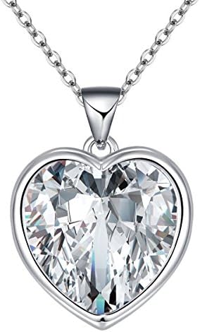 Heart of the Ocean White Gold Heart Pendant Necklaces for Womem Lockets for Women Photo