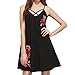 Produktbild Kleid Internet Damen Schwarz Crisscross V-Neck bestickt Applique Rose Kleid (L)