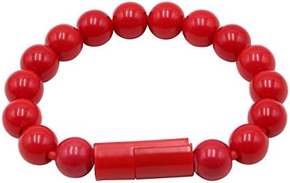 Qprods - USB Data Cable Bead Bracelet Wristband for iPhone 5/6/7 for charging and high speed data transfer. Red