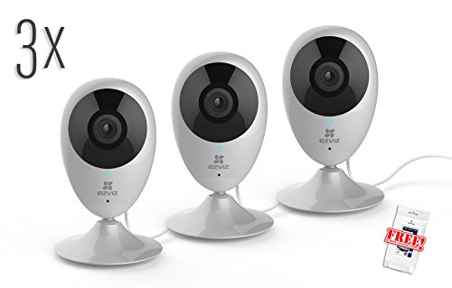 Preisvergleich Produktbild 3er Pack Set WiFi Überwachungskamera EZVIZ C2C Gegensprechfunktion Nachtsichtmodus Infrarotbeleuchtung HD MicroSD Bewegungserkennung Funk drahtlos Cloud WLAN kabellos Sicherheitskamera Internetkamera