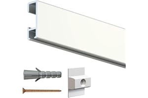 ARTI TEQ Artiteq - Cimaise Click Rail Blanc laqué 200 cm + Clips de Fixation + vis & Chevilles Murs Creux - Cimaise Tableau Artiteq